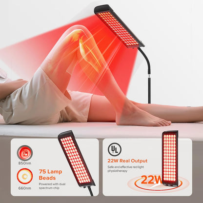 Red Light Therapy for Face and Body,  Infrared Light Therapy Lamp with Stand, 660Nm Red Light and 850Nm near Infrared Light Therapy Device for Face Knee Body, Skin Care at Home