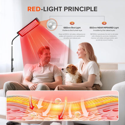 Red Light Therapy for Face and Body,  Infrared Light Therapy Lamp with Stand, 660Nm Red Light and 850Nm near Infrared Light Therapy Device for Face Knee Body, Skin Care at Home